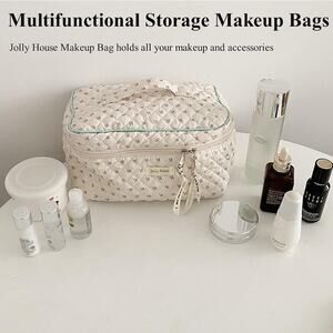 Jolly House Cotton 2pcs  Travel Cosmetic Bag Quilted,